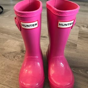 Pink glitter Hunter boots. Like new
